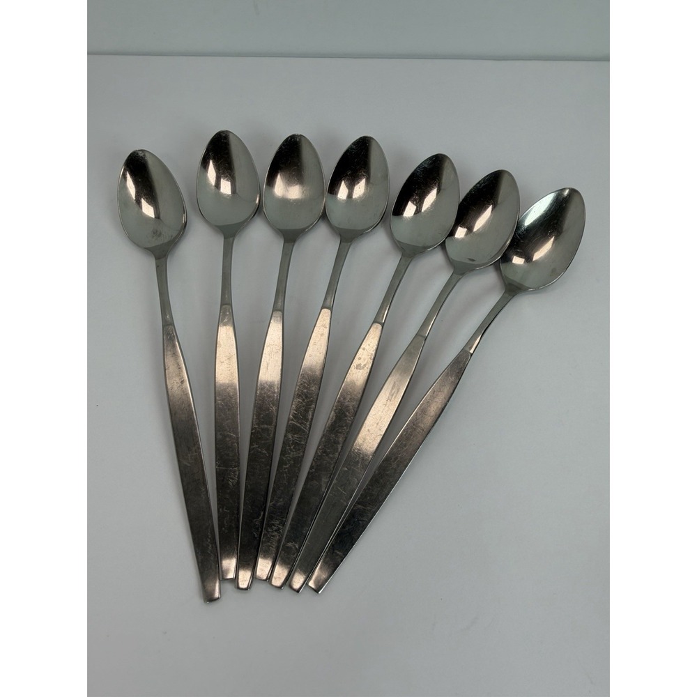 Oneida Community FROSTFIRE Stainless Iced Tea Spoons Lot Of 7